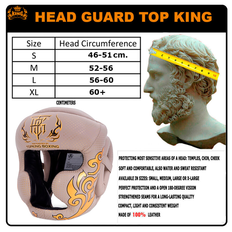 TKB TopKing "Kanok" Boxing Headgear Head Guard Beige