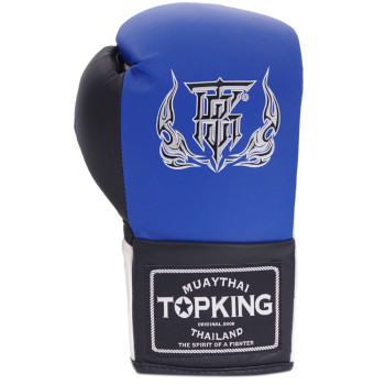 TKB TopKing Boxing Gloves Lace Up "Competition Official" Blue-White-Black