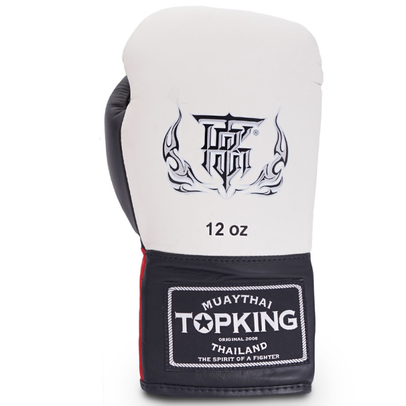 TKB TopKing Boxing Gloves Lace Up "Competition Official" White-Red-Black