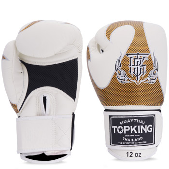 TKB Top King Boxing Gloves "Empower Creativity" Mesh Palm White-Gold 