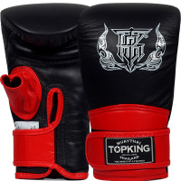 TKB Top King TKBMU-OT Bag Gloves Muay Thai Boxing Mitts Open Thumb Black-Red 