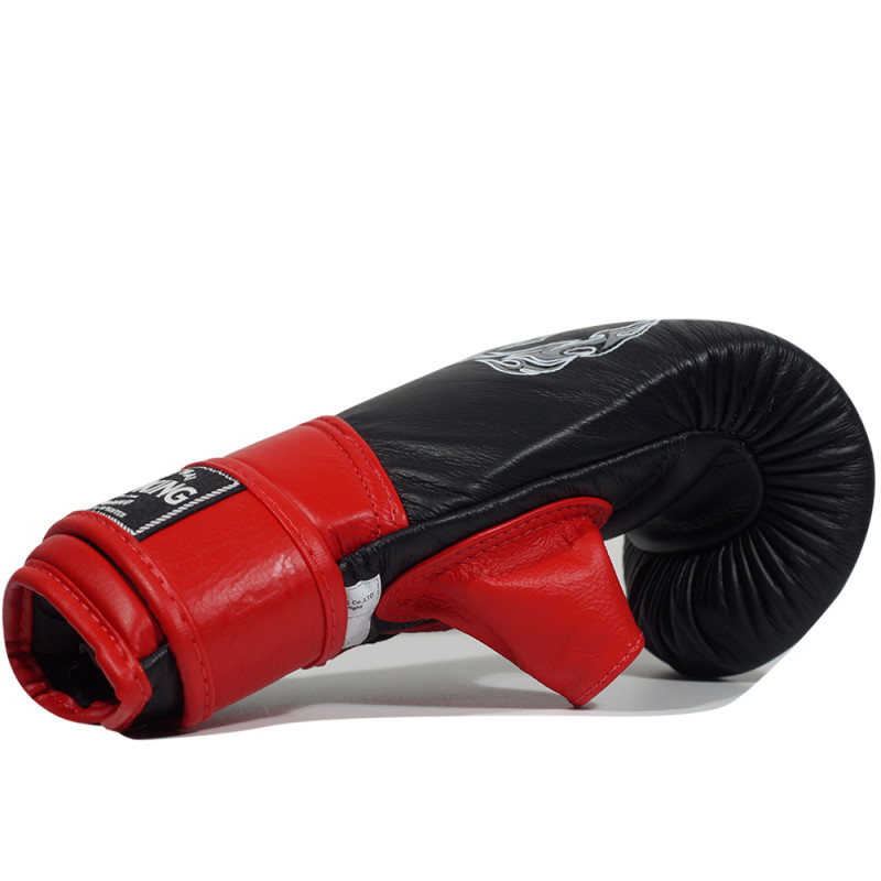 TKB TopKing TKBMU-OT Bag Gloves Muay Thai Boxing Mitts Open Thumb Black-Red 