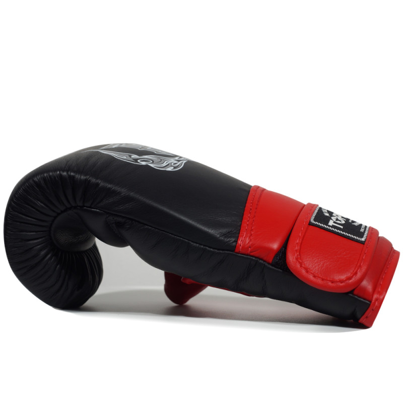 TKB TopKing TKBMU-OT Bag Gloves Muay Thai Boxing Mitts Open Thumb Black-Red 