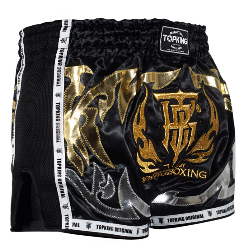 TKB TopKing TKRMS-006 Muay Thai Boxing Shorts Retro Black Free Shipping