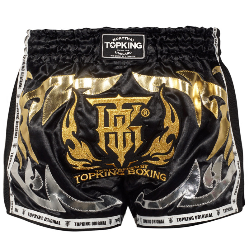 TKB TopKing TKRMS-006 Muay Thai Boxing Shorts Retro Black Free Shipping