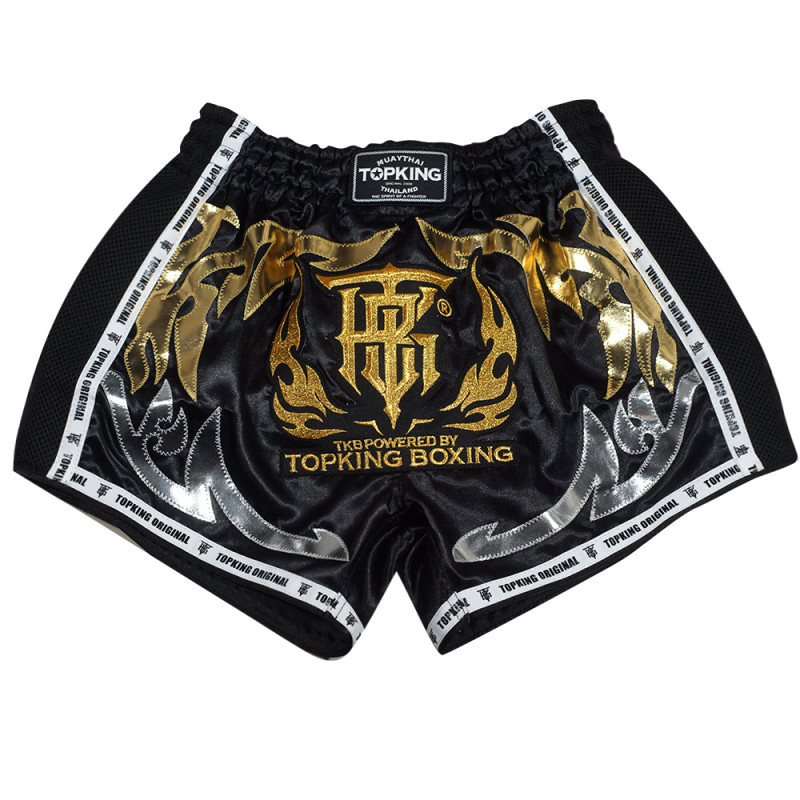 TKB TopKing TKRMS-006 Muay Thai Boxing Shorts Retro Black Free Shipping