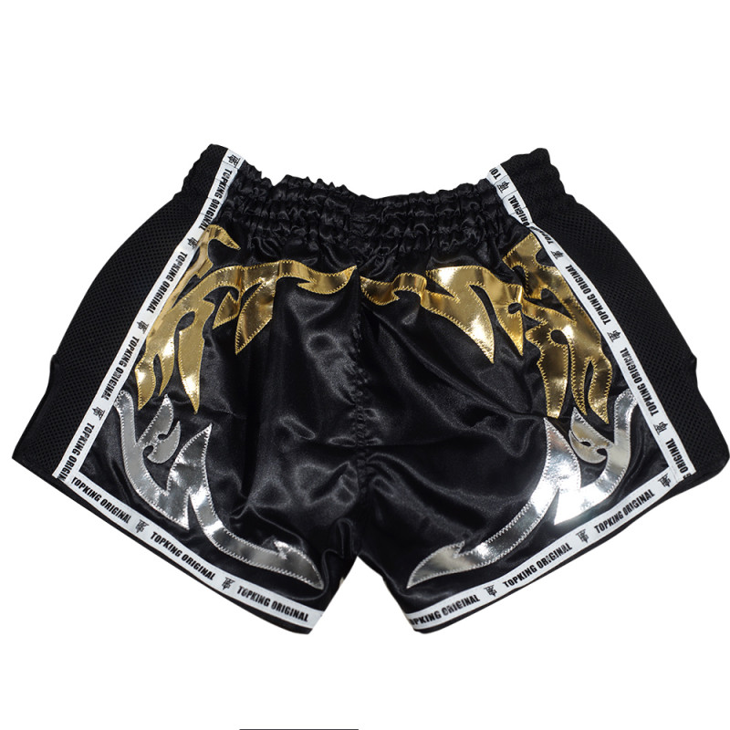 TKB TopKing TKRMS-006 Muay Thai Boxing Shorts Retro Black Free Shipping
