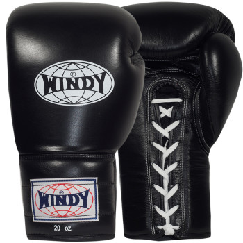 Windy Boxing Gloves "Pro Series" Lace Up Black