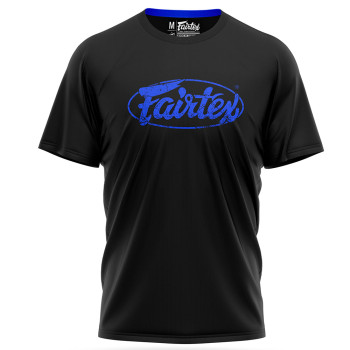 Fairtex TST148 T-Shirt Muay Thai Boxing Cotton Training Casual Black-Blue Free Shipping