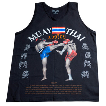 Muay Thai Jersey Tank Top Cotton Black Free Shipping