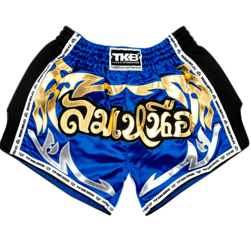 TKB TopKing TKRMS-006 Muay Thai Boxing Shorts Retro Blue Free Shipping