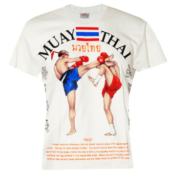 Muay Thai T-Shirt Cotton Training Casual White Free Shipping