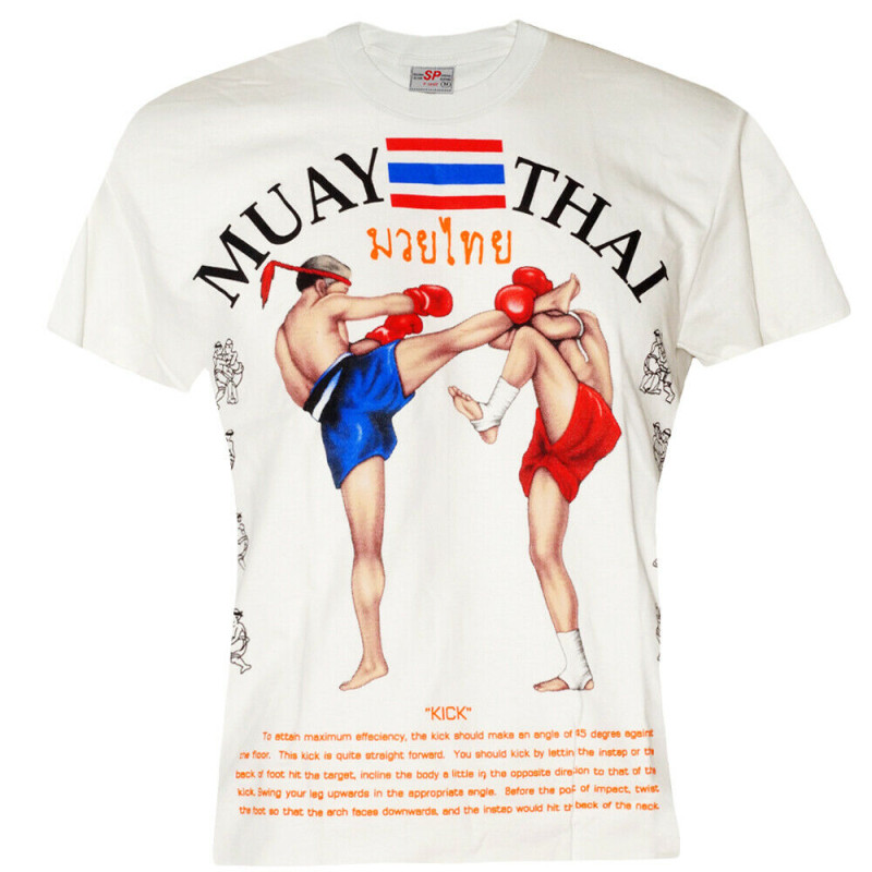 Muay Thai T-Shirt Cotton Training Casual White Free Shipping