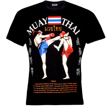 Muay Thai T-Shirt Cotton Training Casual Black Free Shipping