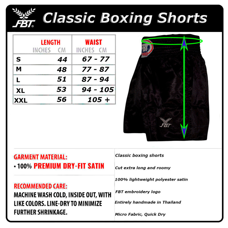 FBT Classic Boxing Shorts Black Free Shipping