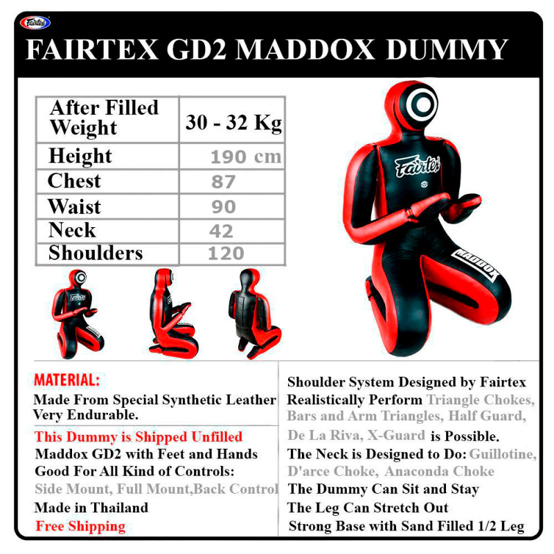 Fairtex GD2 "Maddox" Grappling Dummy (Version 2) Unfilled  