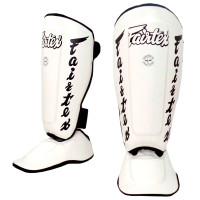 Fairtex SP7 Muay Thai Boxing Shin Guards "Detachable In-Step A.K.A. Twister" White