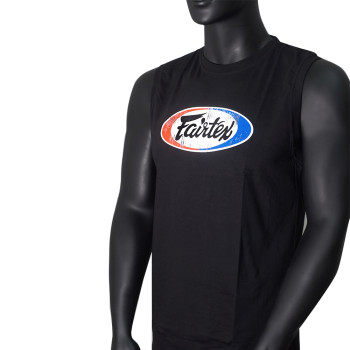Fairtex MTT36 Jersey T-Shirt Tank Top Muay Thai Cotton Black Free Shipping