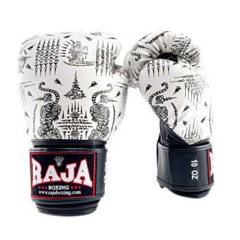 Raja Boxing Gloves "Tatoo" White-Black