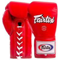 Fairtex BGL6 Boxing Gloves "Pro Competition" Lace Up Red