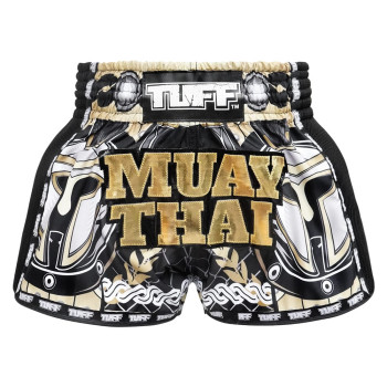 TUFF Muay Thai Boxing Shorts Retro "Golden Gladiator In Black" Free Shipping