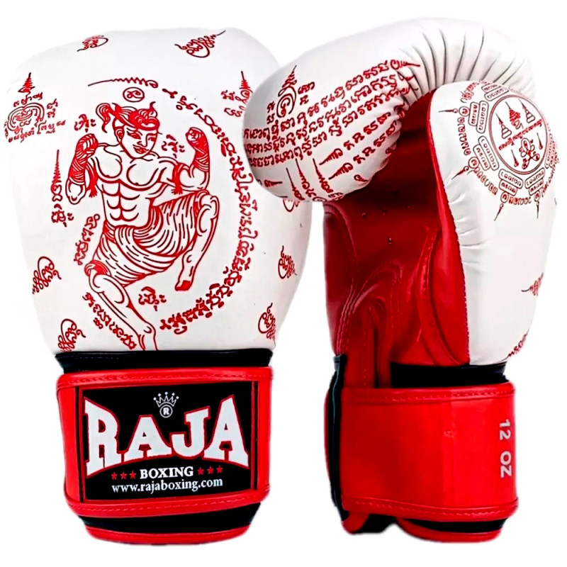 Raja Boxing Muay Thai Gloves "Tatoo" White-Red
