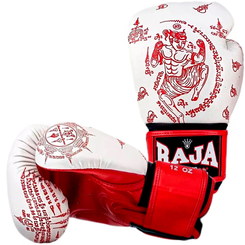 Raja Boxing Muay Thai Gloves "Tatoo" White-Red