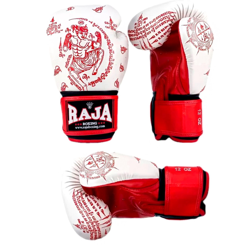 Raja Boxing Muay Thai Gloves "Tatoo" White-Red