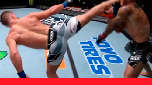 KNOCKOUT! WATCH RAFAEL FIZIEV FINISH BRAD RIDDELL WITH BRUTAL WHEEL KICK - UFC VEGAS 44
