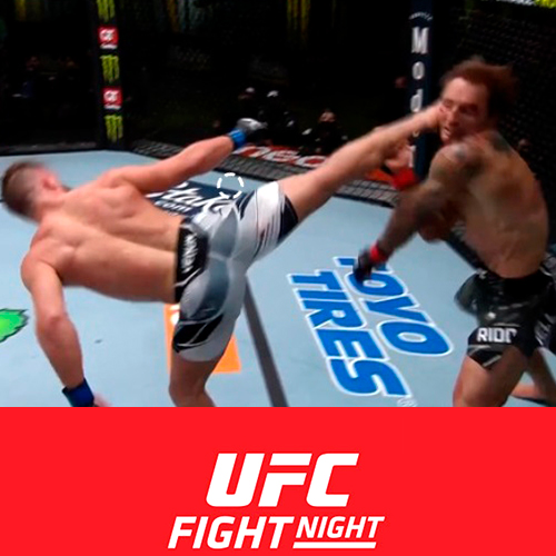 KNOCKOUT! WATCH RAFAEL FIZIEV FINISH BRAD RIDDELL WITH BRUTAL WHEEL KICK - UFC VEGAS 44