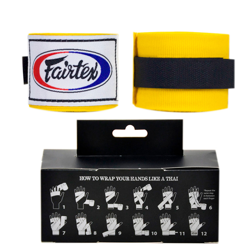 Fairtex HW2 Hand Wraps Muay Thai Boxing Free Shipping Yellow