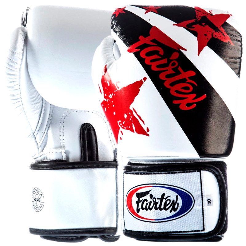 Fairtex BGV1 Boxing Gloves "Nation Print" Universal White