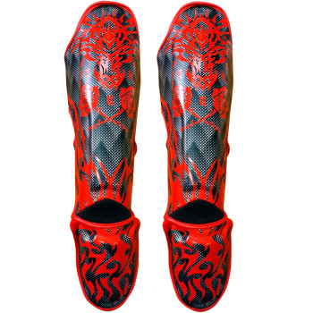 TKB Top King TKSGDG Shin Guards Muay Thai Boxing "Dragon" Red