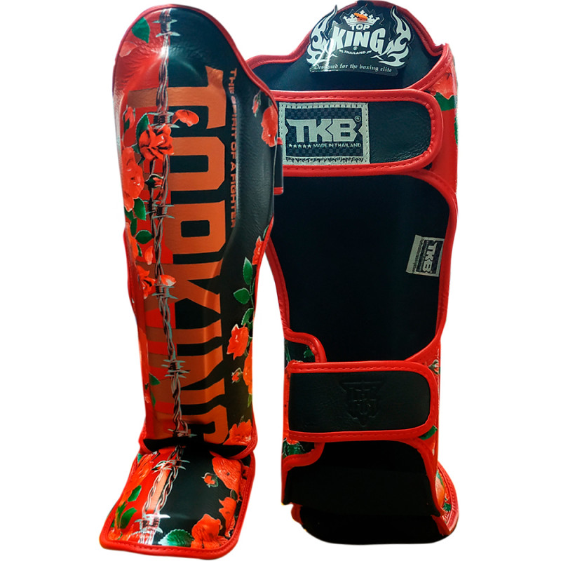TKB TopKing TKSGRS Shin Guards Muay Thai Boxing "Rose" Black