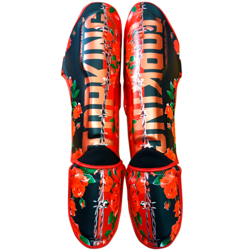 TKB TopKing TKSGRS Shin Guards Muay Thai Boxing "Rose" Black