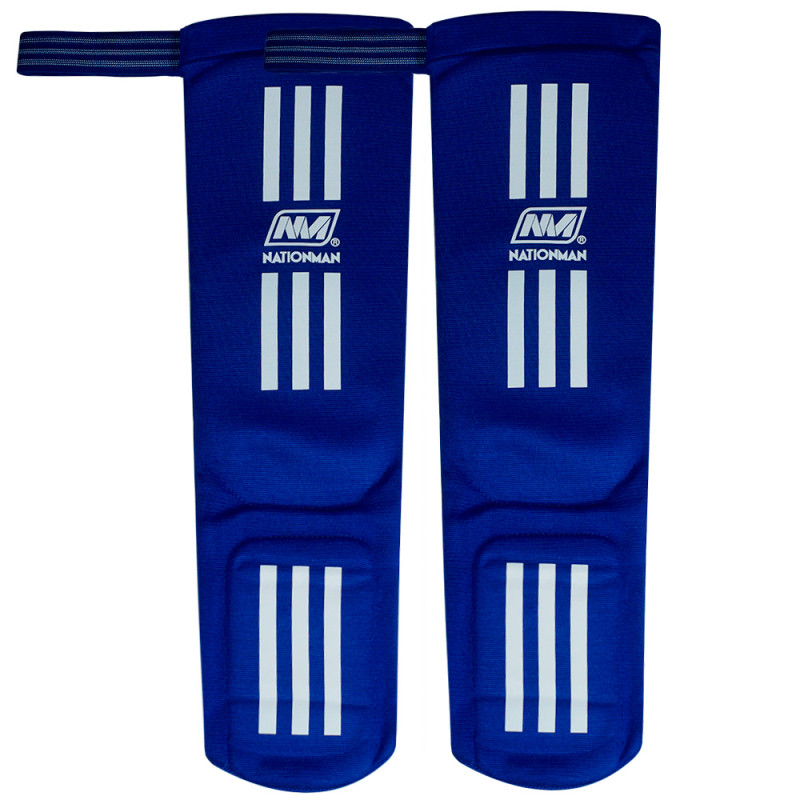 Nationman Shin Guards Elastic Competition Shin Pads Blue