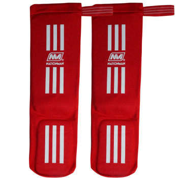 Nationman Shin Guards Muay Thai Boxing Elastic Competition Shin Pads Red