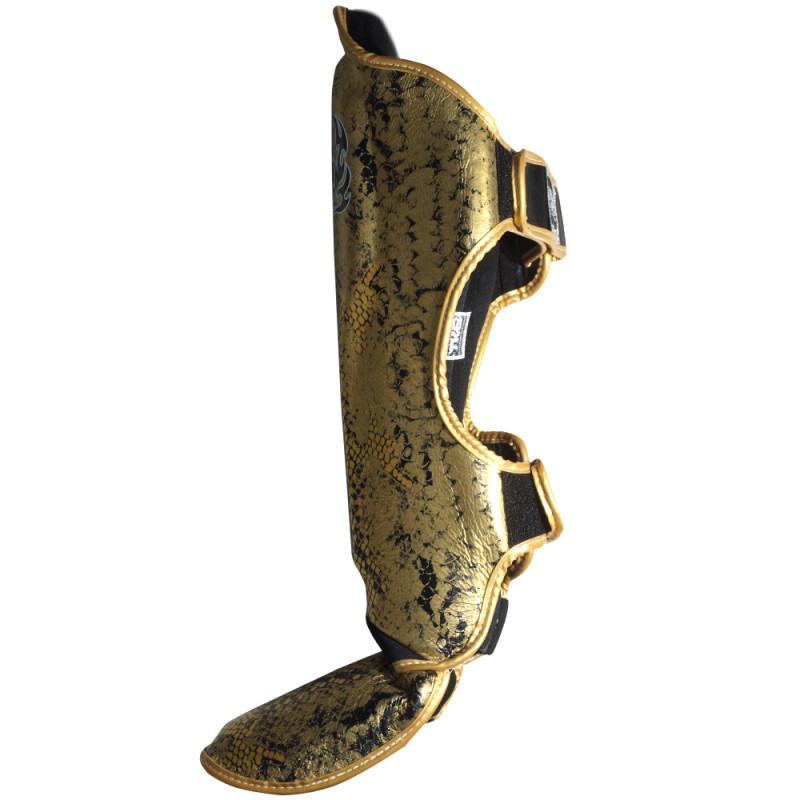 TKB TopKing TKSGSS-02 Shin Guards Muay Thai Boxing "Snake" Gold (Black)