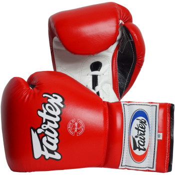 Fairtex BGL7 Boxing Gloves Mexican Style Lace Up Red-White