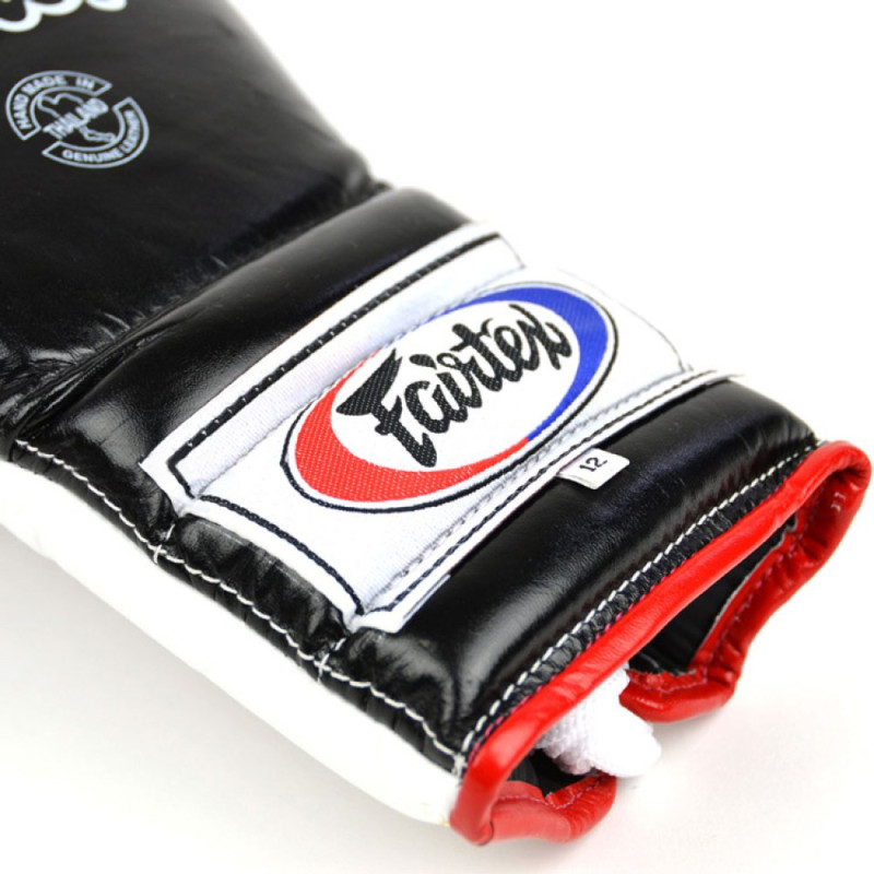 Fairtex BGL7 Boxing Gloves Mexican Style Lace Up Black-White-Red