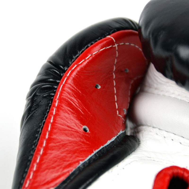 Fairtex BGL7 Boxing Gloves Mexican Style Lace Up Black-White-Red