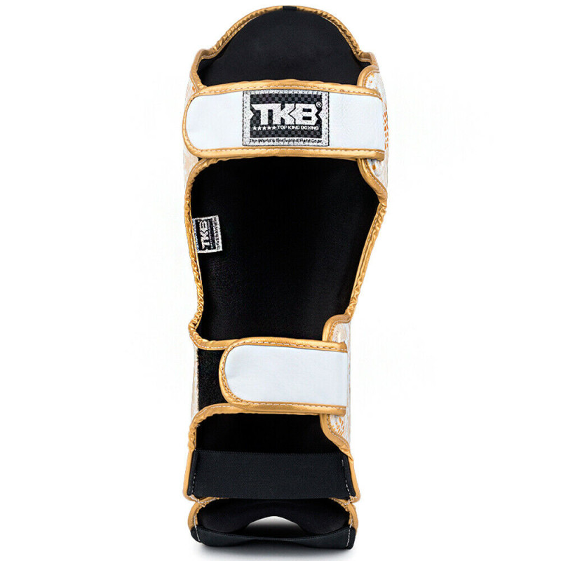 TKB TopKing TKSGSS-02 Shin Guards Muay Thai Boxing "Snake" Gold (White)