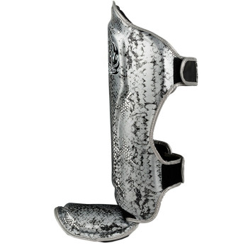 TKB TopKing TKSGSS-02 Shin Guards Muay Thai Boxing "Snake" Silver (Black)