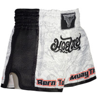 Born To Be Muay Thai Boxing Shorts Retro White Free Shipping