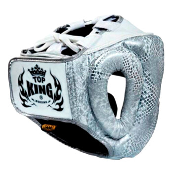 TKB TopKing "Snake" Boxing Headgear Head Guard Silver (White)