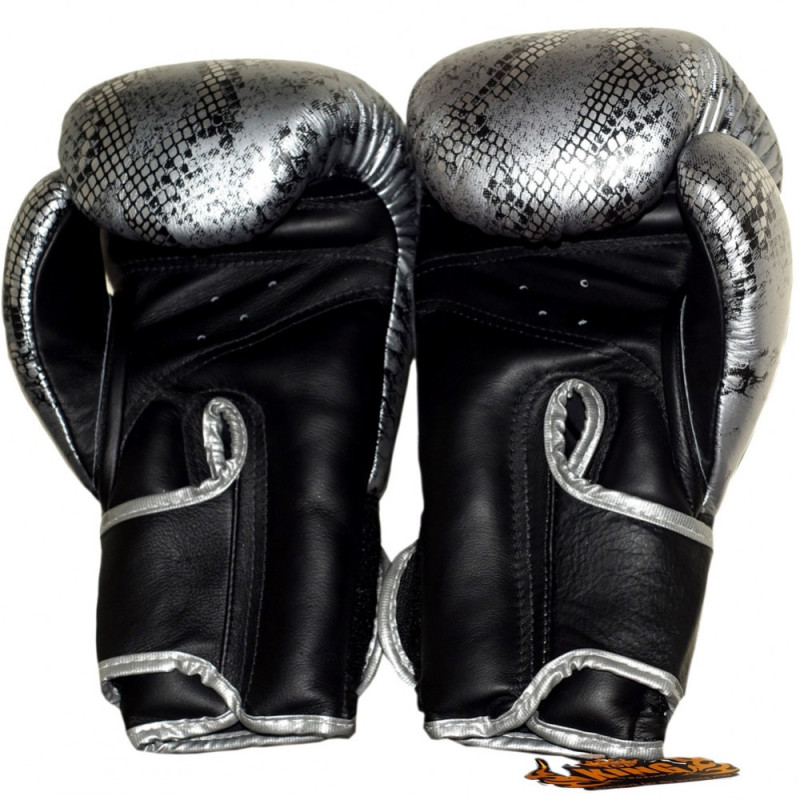 TKB TopKing Boxing Gloves "Snake" Silver (Black)