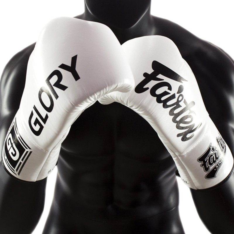 Fairtex BGVGL1 Boxing Gloves "Glory" Lace Up Competition White