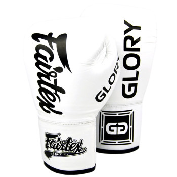 Fairtex BGVGL1 Boxing Gloves "Glory" Lace Up Competition White