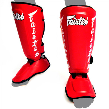 Fairtex SP7 Muay Thai Boxing Shin Guards "Detachable In-Step A.K.A. Twister" Red