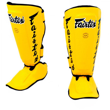 Fairtex SP7 Muay Thai Boxing Shin Guards "Detachable In-Step A.K.A. Twister" Yellow